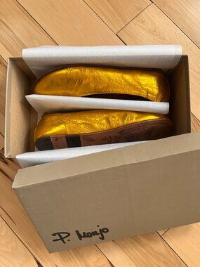 P. Monjo gold ballerina flats.  Size 38. Similar to Stella slipper from the Row